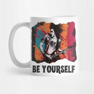 Be Yourself Rockstar Design, Rock n Roll Merch, Vibrant Colors guy, Inspiring, Inner Rocker, Musician Mug